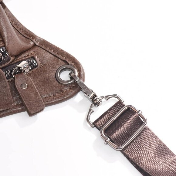 ? Women Brown Leather Waist Pack Multi-Purpose Motorcycle Bike Riding Hiking main image 5